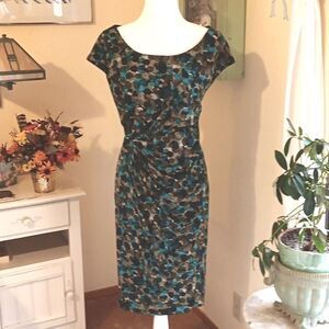 Connected Apparel Woman Soft Knit Dress.Bubbles. Draped Front.